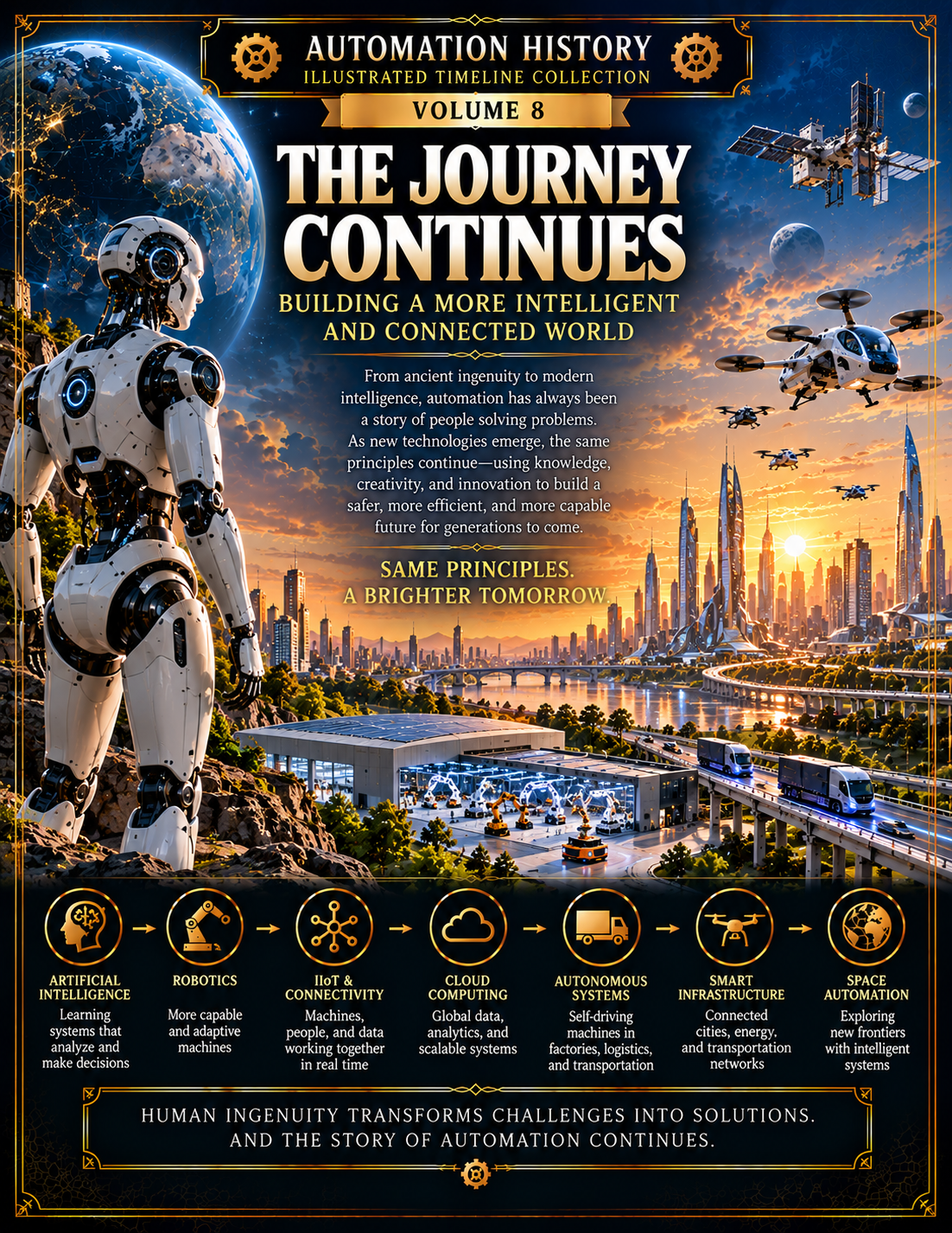 Automation History Volume 8: The Future of Automation digital illustrated timeline cover