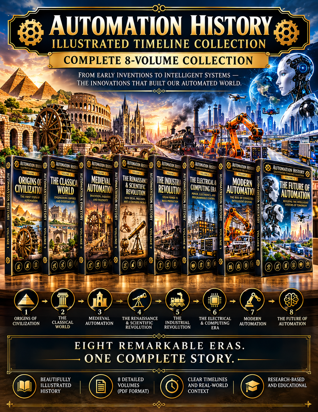 illistration of the 8-volume selection of digital downloads.